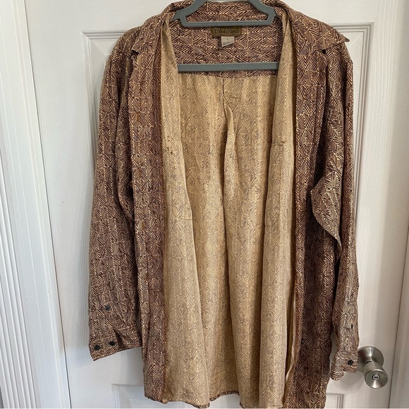 Cote De France Vintage Mens Silk Long Sleeves Button Up size Large - Picture 3 of 8